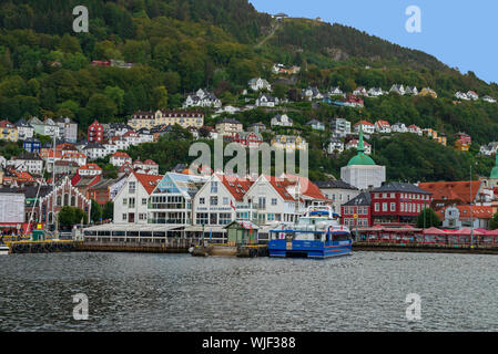 Blick auf den Hafen von Bergen, Norwegen. Stockfoto