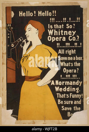 Hallo! Hallo! Ist das so? Whitney Oper Co.? Alle Rechte speichern mir eine Kiste. Was ist die Oper? Ein Normandie Hochzeit. Das ist lustig! Stellen Sie sicher, dass das Kontrollkästchen "abstrakten Drucken: 1: farblithographie speichern; Blatt 75 x 53 cm. (Poster Format) Stockfoto