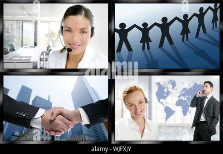 Futuristischen TV-video-News digital Bildwand mit Business-Konzepte Stockfoto