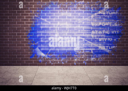 Spritzer auf Wand enthüllt Technologie Schnittstelle Stockfoto