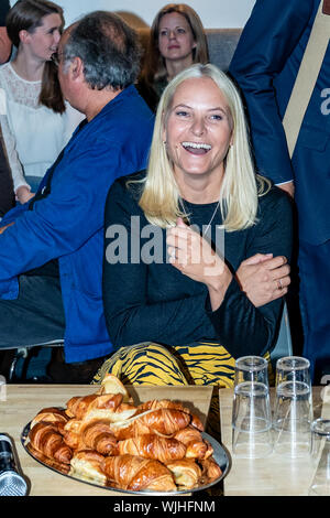 03. September 2019 Ihre königliche Hoheit die Krone Prinzessin Mette Marit Norwegen besucht die Anthologie im Aschehoug Verlag in Oslo, Norwegen Stockfoto