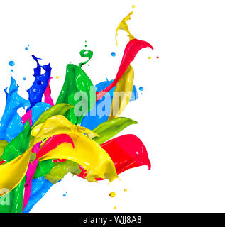 Bunte Farbe Splash Isolated on White. Kurzfassung, plantschen Stockfoto