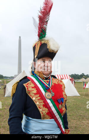 Hilario De La Pena als General Antonio Lopez de Santa Anna in der Schlacht von San Jacinto Festival und Schlacht Reenactment, einem Wohn - Geschichte nacherzählen und Demonstration der historischen Schlacht von San Jacinto, die entscheidende Schlacht des Texas Revolution. La Porte, Texas Stockfoto