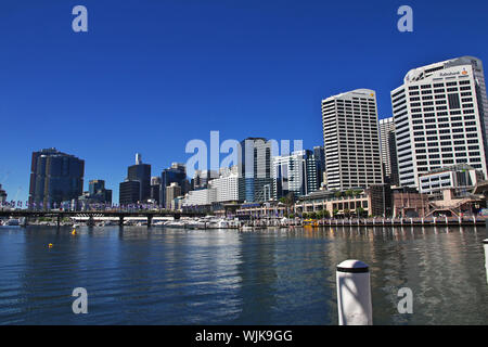 Sydney/Australien - 01 Jan 2019: die Waterfront von Darling Harbour in Sydney, Australien Stockfoto