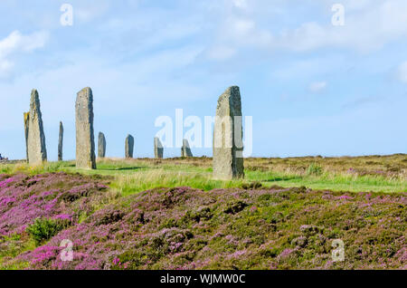 Ring von Brodgar errichtet 2500 v. Chr.-2000 v. Chr. ist die drittgrößte Steinkreis in der Britischen Inseln. Stockfoto
