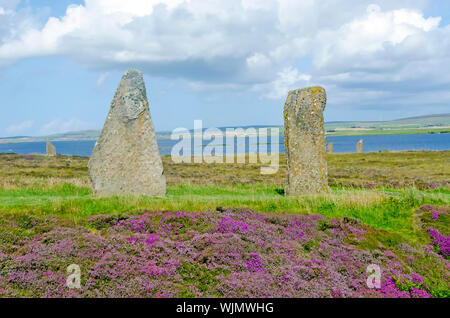 Ring von Brodgar errichtet 2500 v. Chr.-2000 v. Chr. ist die drittgrößte Steinkreis in der Britischen Inseln. Stockfoto