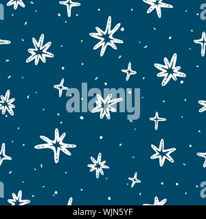 Weihnachten Schneeflocken auf einem blauen Hintergrund. Nahtlose Hintergrund. Vector Illustration. Stock Vektor