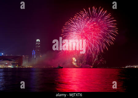 Hong Kong Chinese New Year Fireworks 2014 Stockfoto