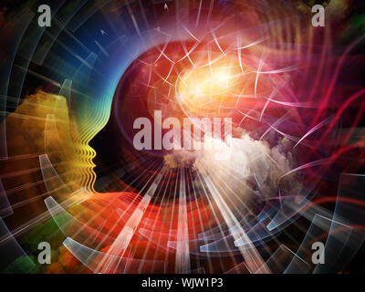 Geometrie der Seele-Serie zwei. Anordnung der menschlichen Profil und abstrakte Elemente zum Thema Spiritualität, Wissenschaft, Kreativität und menschliche Geist Stockfoto