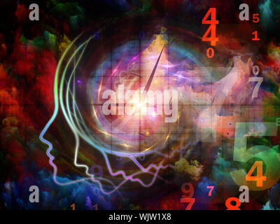 Geometrie der Seele-Serie zwei. Zusammensetzung des menschlichen Profil und abstrakte Elemente zum Thema Spiritualität, Wissenschaft, Kreativität und menschliche Geist Stockfoto