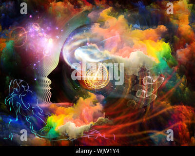 Geometrie der Seele-Serie zwei. Zusammenspiel von menschlichen Profil und abstrakte Elemente zum Thema Spiritualität, Wissenschaft, Kreativität und menschliche Geist Stockfoto