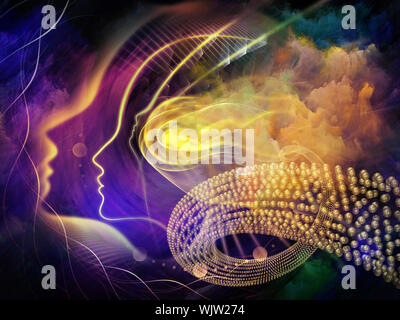 Geometrie der Seele-Serie zwei. Zusammensetzung des menschlichen Profil und abstrakte Elemente zum Thema Spiritualität, Wissenschaft, Kreativität und menschliche Geist Stockfoto