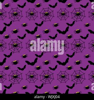 Bat und Spider nahtlose Muster für Halloween Konzept Vector Illustration Hintergrund Stock Vektor