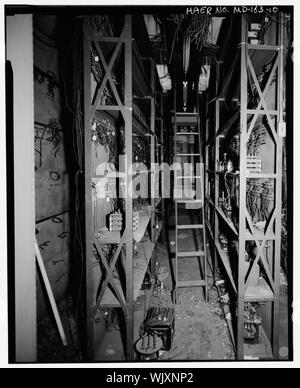 INTERIOR DETAIL, erste Geschichte, anzeigen Relais Racks - Baltimore und Potomac Verriegelung Turm, Neben AMTRAK Railroad Tracks im Block von Howard Street, Jones Falls Expressway, Maryland Avenue und der Falls Road, Baltimore, unabhängige Stadt, MD begrenzt Stockfoto