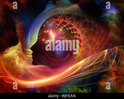 Geometrie der Seele-Serie zwei. Zusammenspiel von menschlichen Profil und abstrakte Elemente zum Thema Spiritualität, Wissenschaft, Kreativität und menschliche Geist Stockfoto