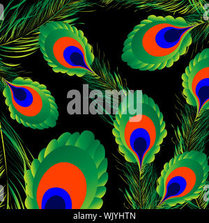 Pfauenfedern Hintergrund, abstrakte Kunst Illustration Stockfoto