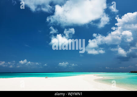 Wunderschöne Insel Strand mit Sandspit auf den Malediven Stockfoto