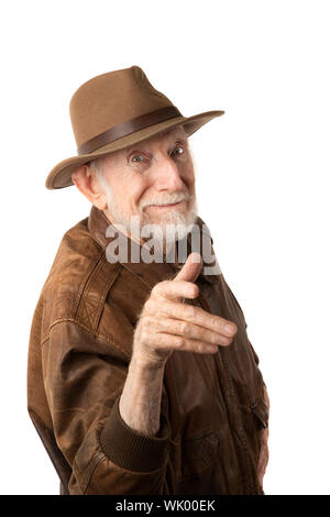 Abenteurer oder Archäologe in braune Lederjacke Stockfoto