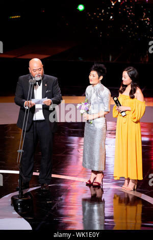 Paul Sun-Hyung Lee, Jean Yoon und Andrea Bang, 28. August 2019: (L-R) Koreanische kanadische Schauspieler und Fernsehen Gastgeber Paul Sun-Hyung Lee, kanadische Schauspielerin, Schriftsteller und Dichter Jean Yoon und kanadische Schauspielerin Andrea Bang auf der Seoul International Drama Awards 2019 in Seoul, Südkorea. Quelle: Lee Jae-Won/LBA/Alamy leben Nachrichten Stockfoto