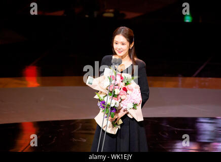 Na-Ra Jang, 28. August 2019: Koreanische Sängerin und Schauspielerin Na-Ra Jang auf der Seoul International Drama Awards 2019 in Seoul, Südkorea. (Foto von Lee Jae-Won/LBA) (Südkorea) Stockfoto