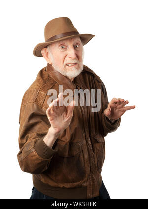 Abenteurer oder Archäologe in braune Lederjacke Stockfoto