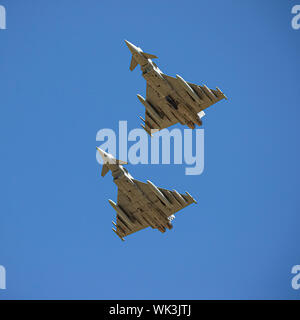 Italienische Luftwaffe Taifune an RAF Waddington, Lincolnshire, Großbritannien. Die Teilnahme an Übung Cobra Krieger 2019. Stockfoto