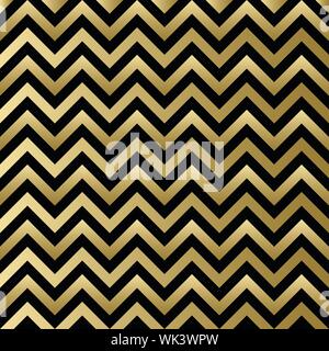 Chevron schwarz und gold Vektor Muster. Zickzack Hintergrund für Weihnachten Design Stock Vektor