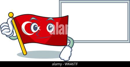 Daumen hoch mit board Flagge Türkei Charakter geformt Cartoon Stock Vektor