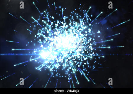 Digital erzeugten hell Feuerwerk Design auf Schwarz Stockfoto