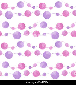 Aquarell nahtlose Perlen Muster von rosa Kreise und Punkte, Hand Lack Design Pattern in hellen Farben gezeichnet Stockfoto