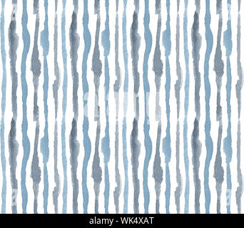 Aquarell indigo Streifen nahtlose Muster, Hand gezeichnet Gestreifte endlose geometrische Verzierung in maskulinen blau grau Indigo dunkle Farben Palette. Stockfoto