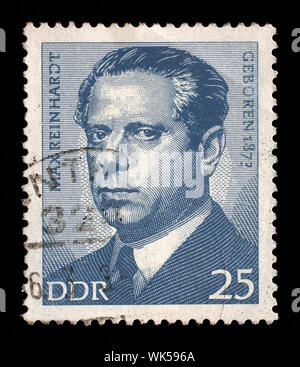 Stempel ausgestellt in Deutschland - Demokratische Republik (DDR) zeigt Max Reinhardt (1873-1943), österreichisch-amerikanischer Theater- und Filmregisseur geboren Stockfoto