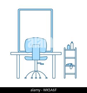 Barbershop Symbol. Dünne Linie mit blauer Füllung Design. Vector Illustration. Stock Vektor