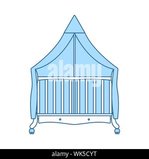 Cradle-Symbol. Dünne Linie mit blauer Füllung Design. Vector Illustration. Stock Vektor