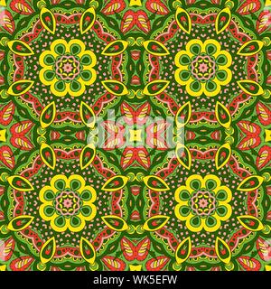 Mandala östlichen Muster. Zentangl runde Ornament. Gelb und Grün Stock Vektor