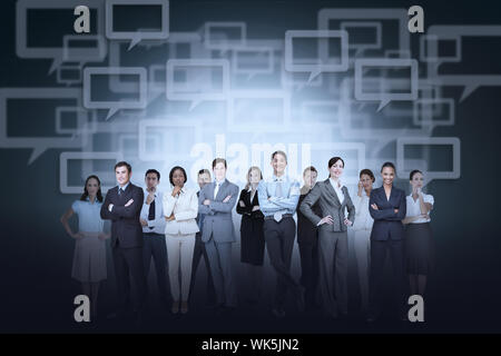 Digital composite Business Team gegen Sprechblase Hintergrund Stockfoto