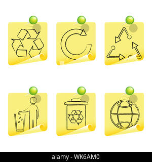 Illustration des Recycling Skizze auf weißem Hintergrund Stockfoto