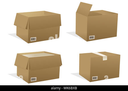 Darstellung von Boxen mit weißem Hintergrund Stockfoto