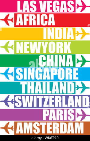 Abbildung des Tags der verschiedenen touristischen Ort Stockfoto