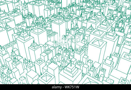 Moderne Architektur Mesh Stadt Wireframe Linien Basic Stockfoto