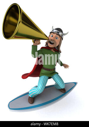 Fun 3D-gaulois Surfer Stockfoto
