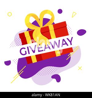 Werbegeschenk Geschenk Konzept für Sieger in sozialen Medien Flat Style Design Vector Illustration. Internet verschenken Plakat für Blogger preis Ankündigung ra Stock Vektor