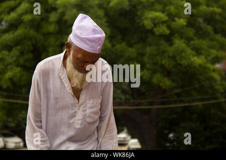 Nahaufnahme der ältere Mann, New Delhi, Indien Stockfoto