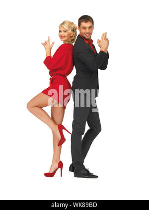 Mann und Frau eine Pistole Geste Stockfoto