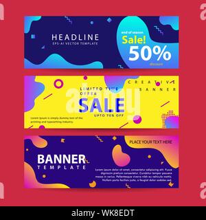 Abstrakte moderne Grafik flüssig Banner mit dynamischen farbigen Formen und Linien. Gradient abstrakte Banner mit fließenden Flüssigkeiten, Formen. Stock Vektor