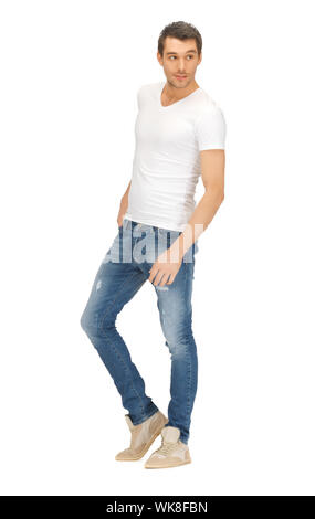 gut aussehender Mann im weißen Hemd Stockfoto