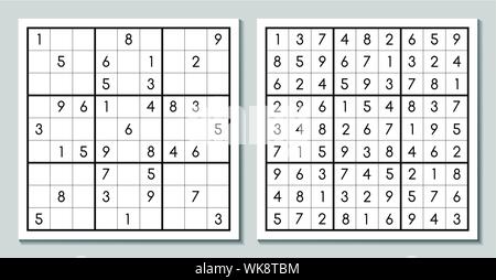 Sudoku Spiel mit der Antwort. Vektor puzzle Stock Vektor