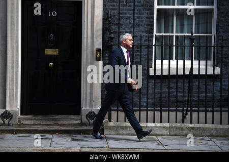 Brexit Staatssekretär Stephen Barclay verlässt nach einer Kabinettssitzung am 10 Downing Street, London. Stockfoto