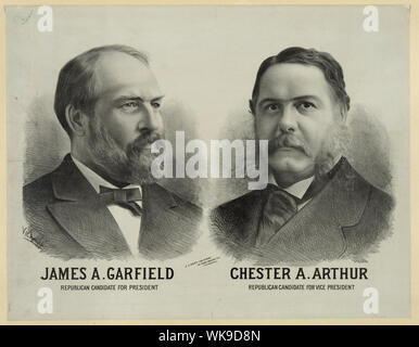 James A. Garfield republikanischen Kandidaten für das Amt des Präsidenten - Chester A. Arthur republikanischen Kandidaten für Vice President/Vic Arnold. Stockfoto