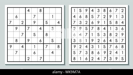 Vektor Sudoku mit der Antwort. Puzzle Spiel Stock Vektor